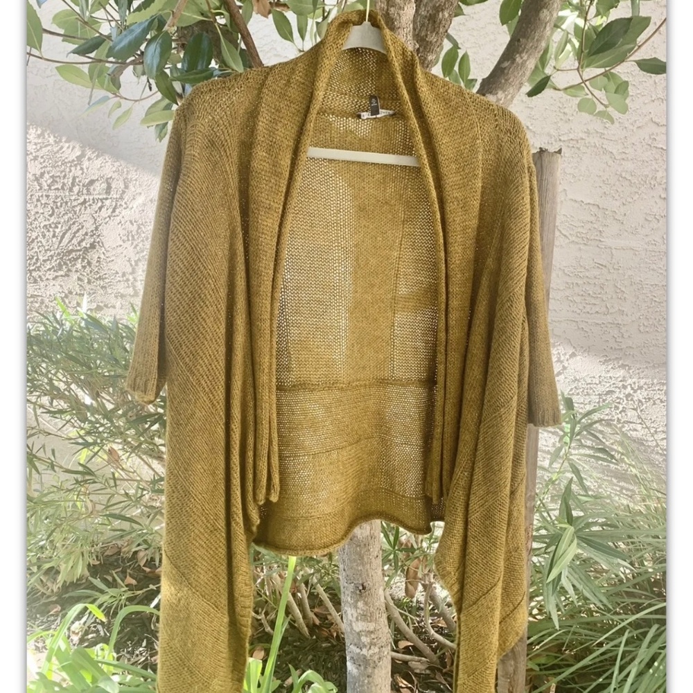 Eileen Fisher Soft & Warm Cardigan Sweater Olive Alpaca Silk Large